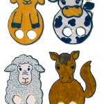 Пальчиковые игрушки из картона: корова, свинья, овца и лошадь