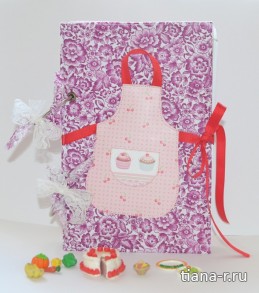 Подарочный комплект на День Рождения: кулинарная книга, открытка и упаковочная сумочка